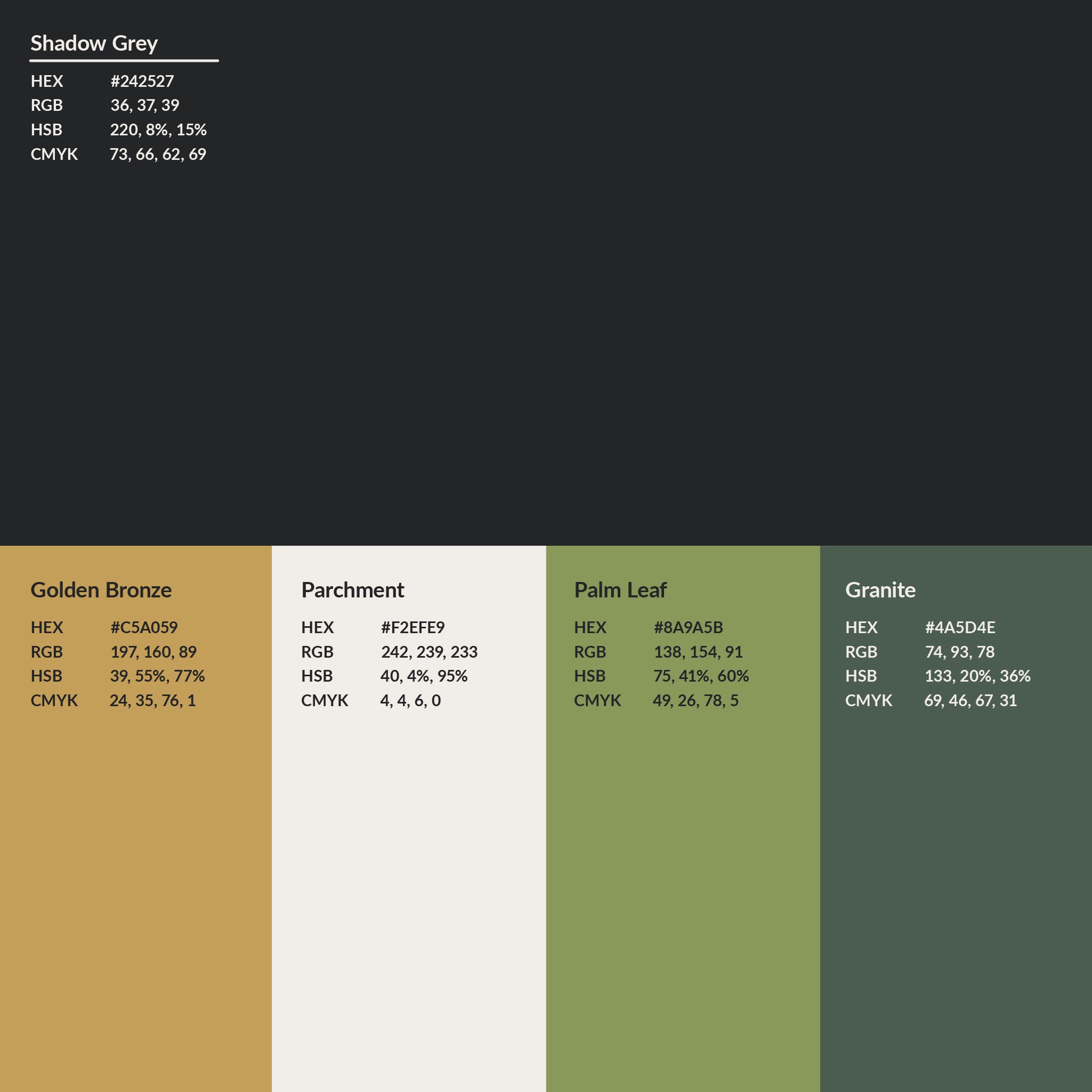 Edible chromatic palette specifications featuring rich terracotta, deep forest green, warm cream, and berry accents