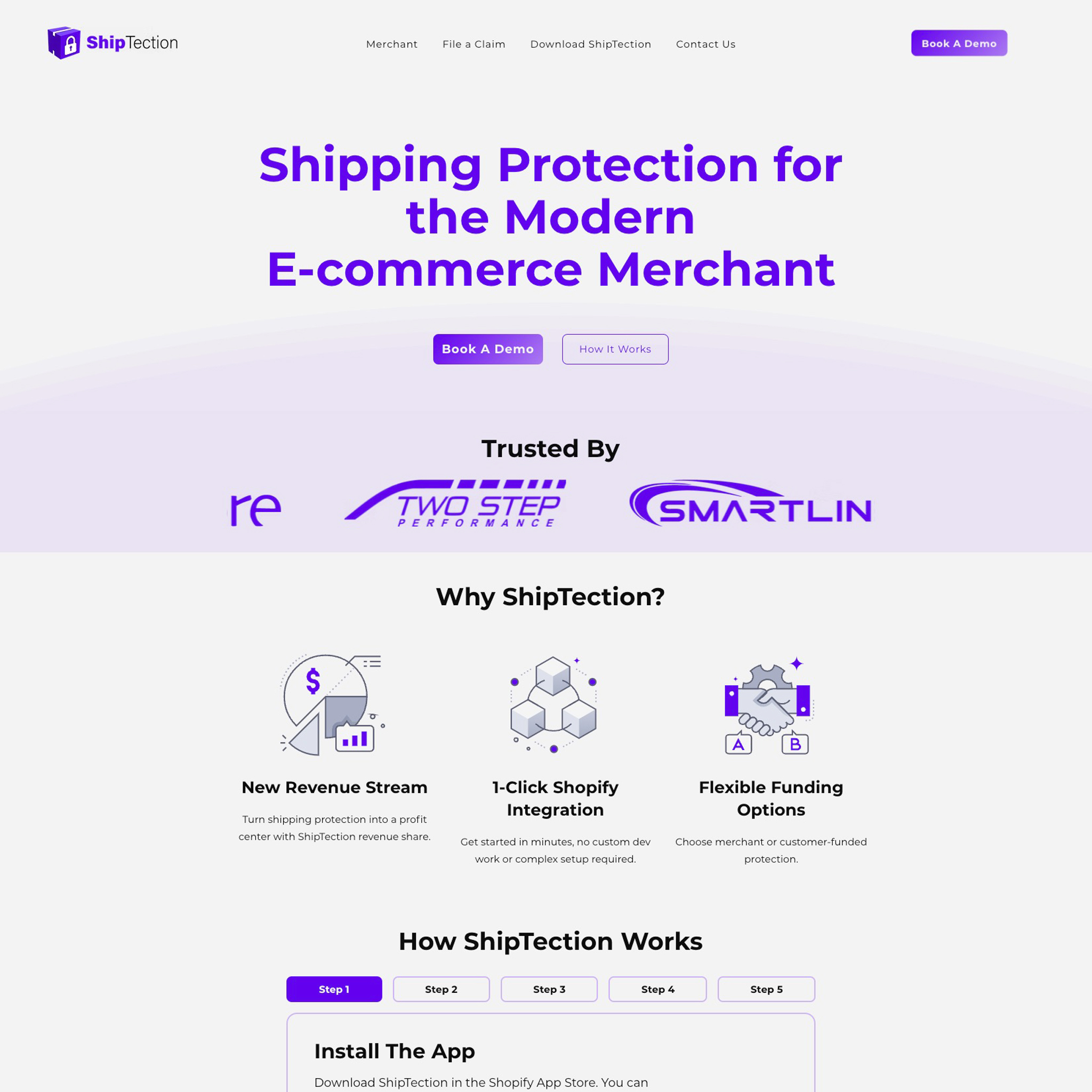 Redesigned ShipTection landing page with clear CTA hierarchy and modern layout