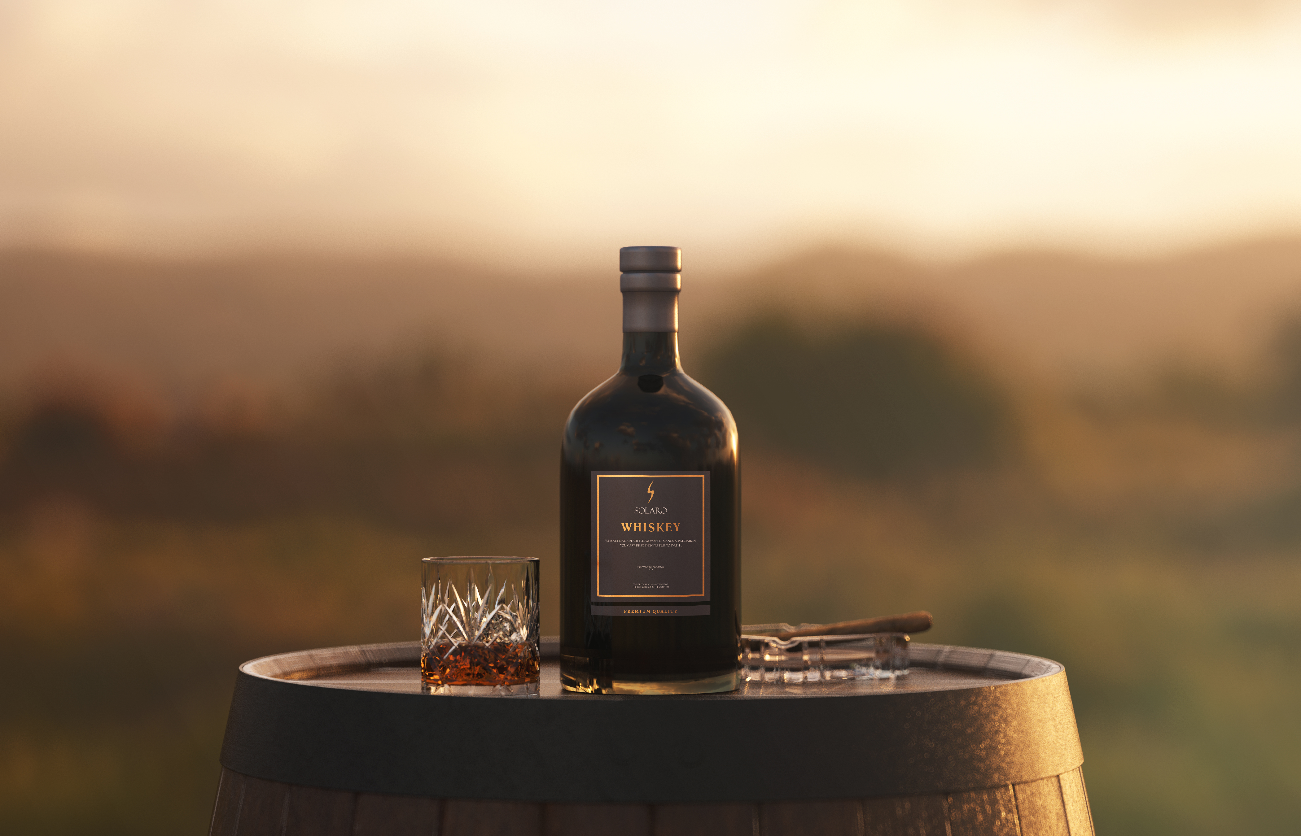 Solaro Reserve bespoke celebratory whiskey packaging with embossed metallic crest