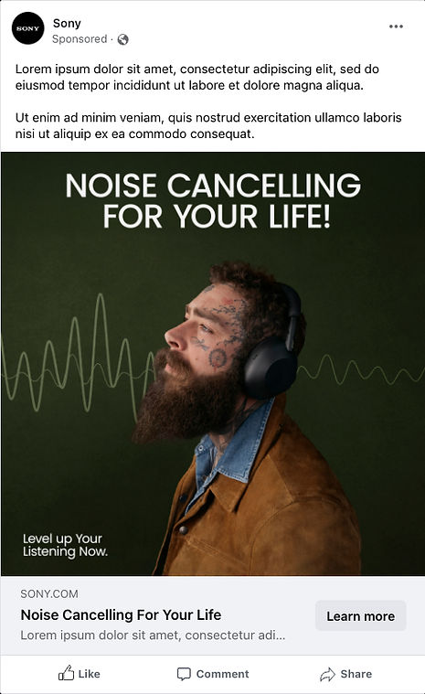 Sony Headphones Facebook Feed Ad Mockup
